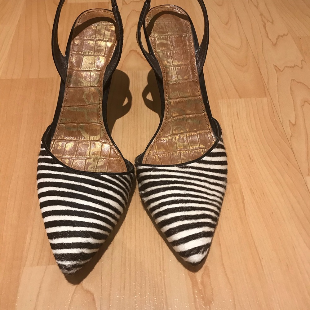 EUC Sam Edelman zebra fur strap heels  size 8